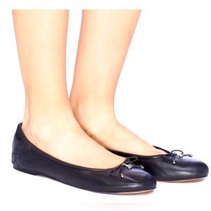 SAM EDELMAN Felicia Ballet Flat in Black Leather, Women’s Size 7.5